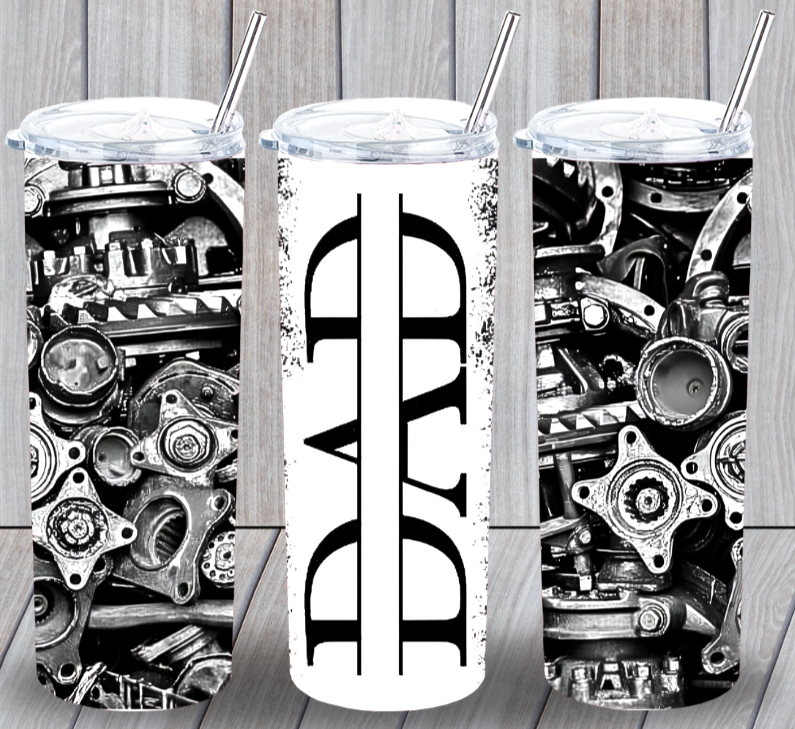 Mechanics 6.1 Multicolor 20 oz Insulated Tumbler With Box Lid Clear Straw New