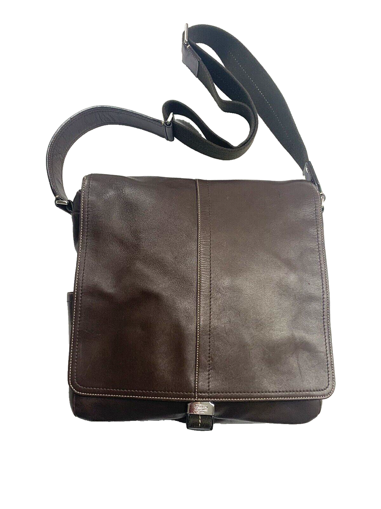 Coach 70105 Lenox Brief In Brown Leather Style Messenger Journalist Crossbody