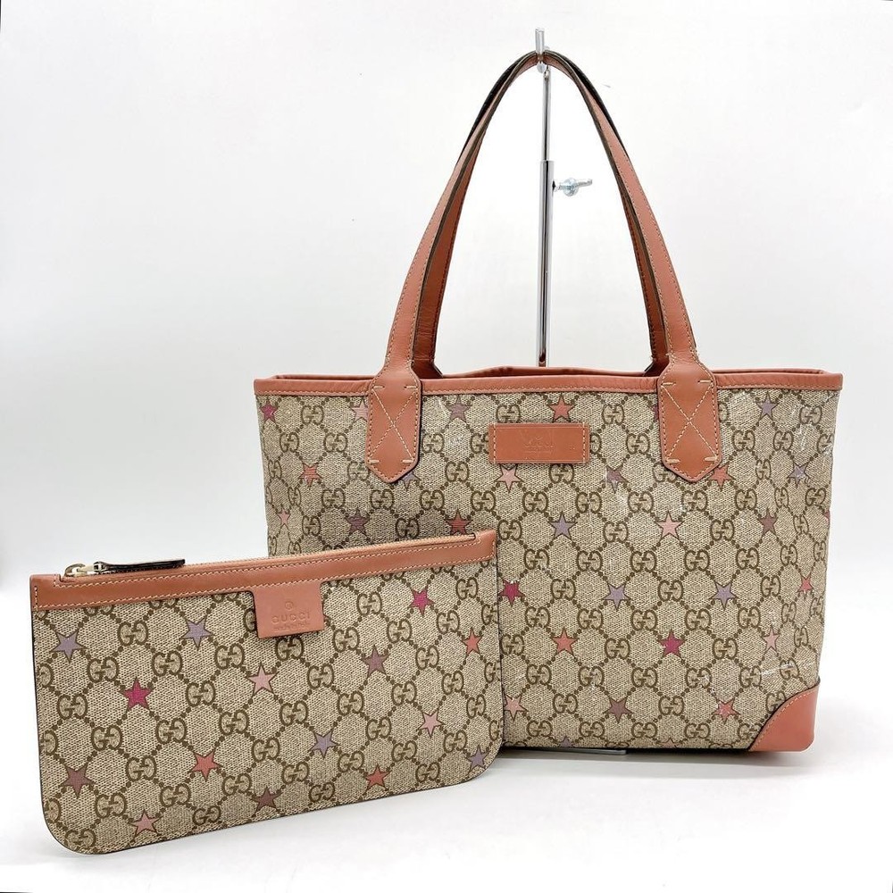 Gucci GG Supreme Tote Bag with Multicolor Star Pouch Pre-Owned