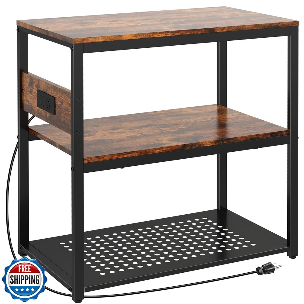 20-29 Gallon Metal Aquarium Stand with 3 Shelves & Power Outlets