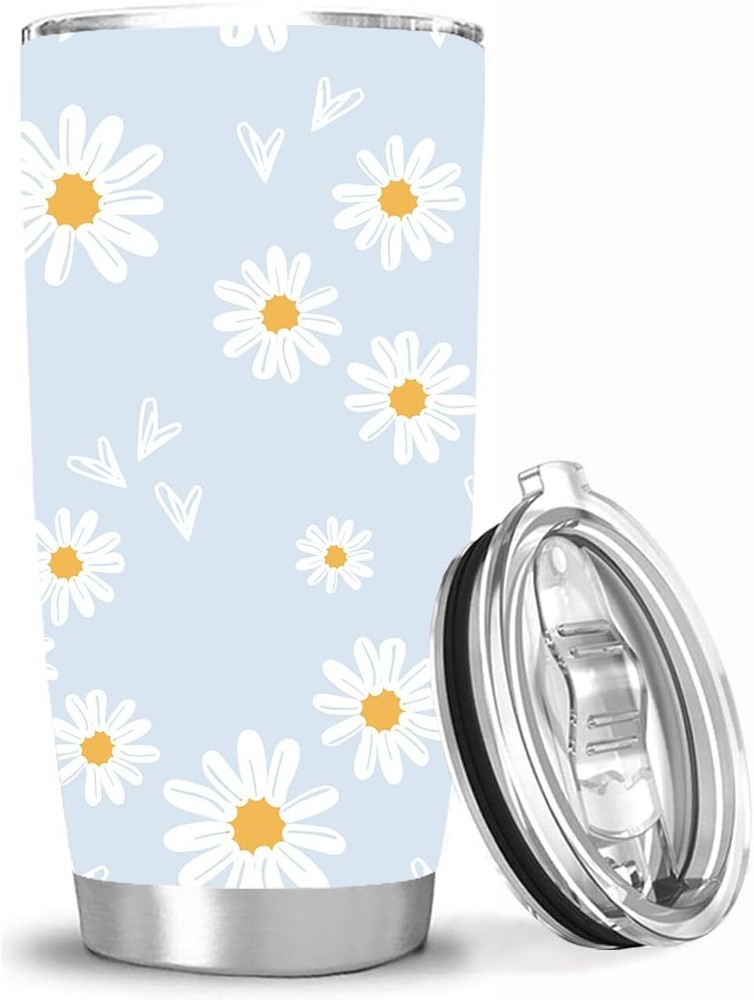Daisy Flower 20 oz Tumbler Cup with Lid Vacuum Insulated Tumblers Mug for Festiv