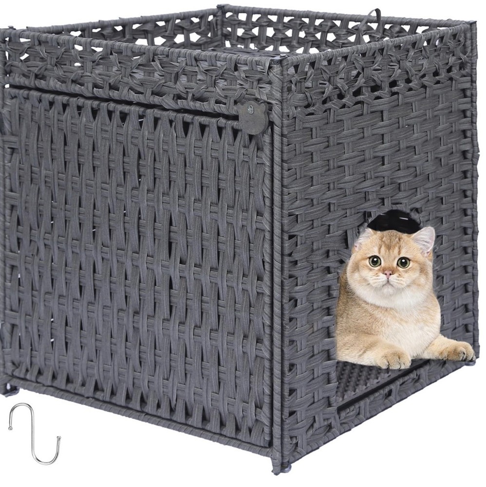 Cat Beds For Indoor Cats Extra Large Double Cat Cave Pet Cube, Handwoven Rattan