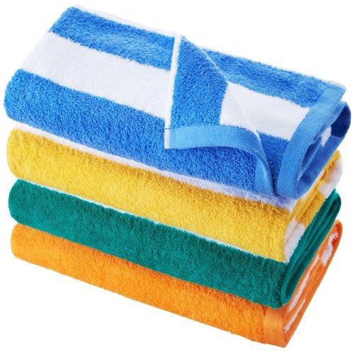 4 Pack Large 30x60 Inch 100% Cotton Beach and Pool Towels