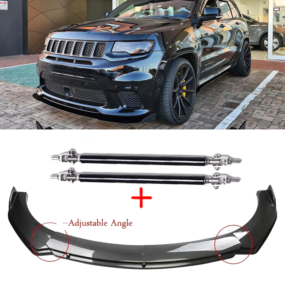 Carbon Fiber Style Front Bumper Lip Chin Spoiler For Jeep Grand Cherokee SRT B