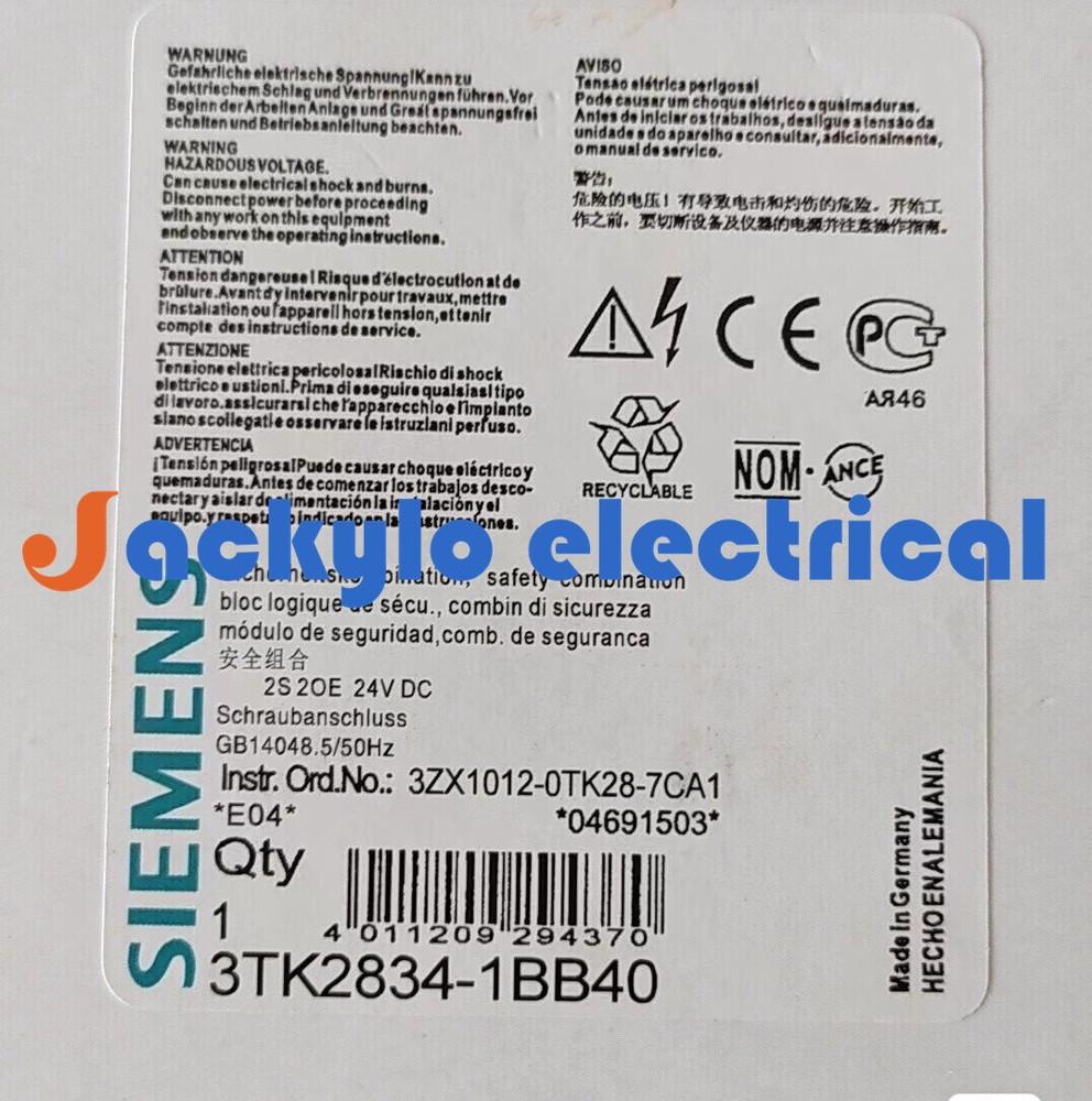 NEW Siemens Safety Relay 3TK2834-1BB40 24VDC FedEx/DHL EXPEDITED SHIPPING