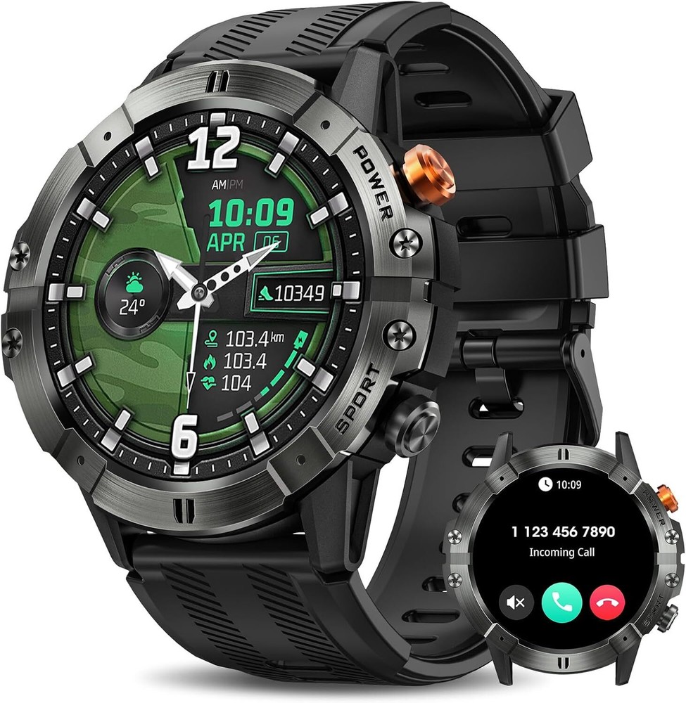 Military-Grade Smart Watch for Men with Bluetooth Calling, Waterproof Fitness Tracker, and Durable Design