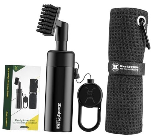 Portable 5.5oz Golf Club Cleaner with Water Spray Bottle in Black