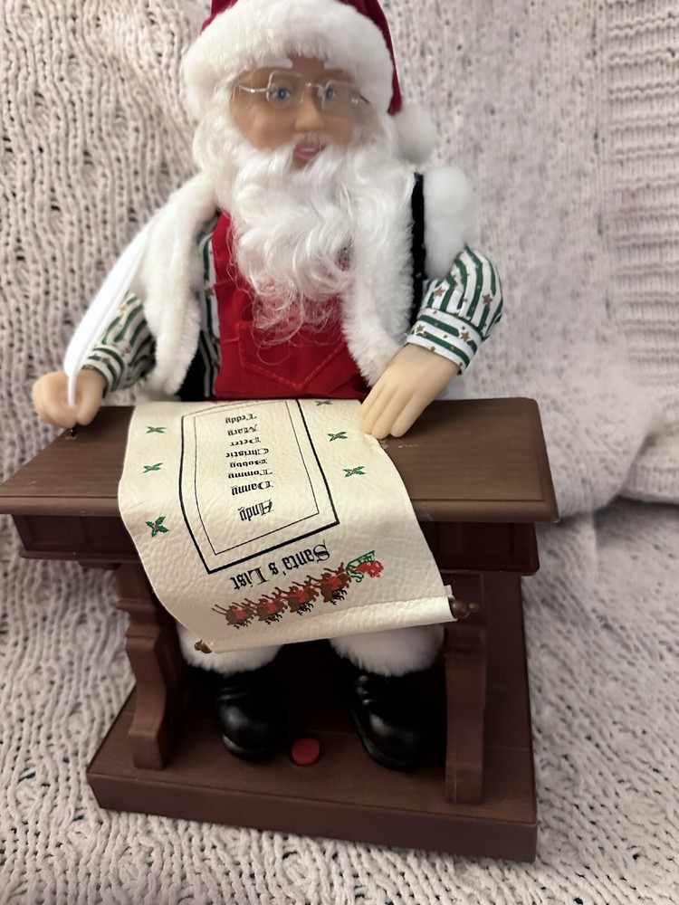 Vintage 1994 Gemmy Animated Musical Santa at His Desk Making a List Working Condition
