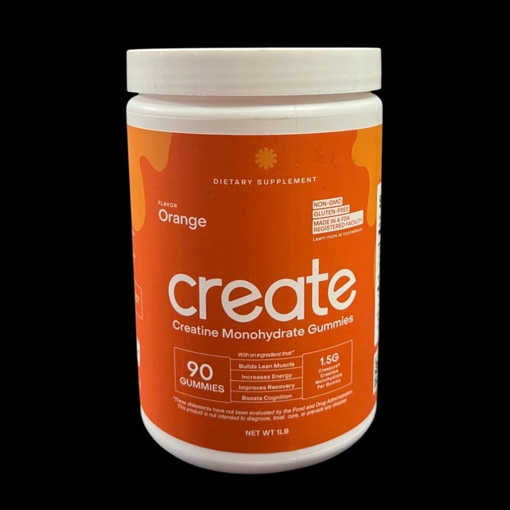 Create Creatine Gummies Orange 1.5g Per Gummy 90 Count Vegan