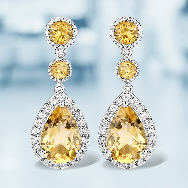 7.06ct Citrine & White Topaz Sterling Silver Earrings for Women