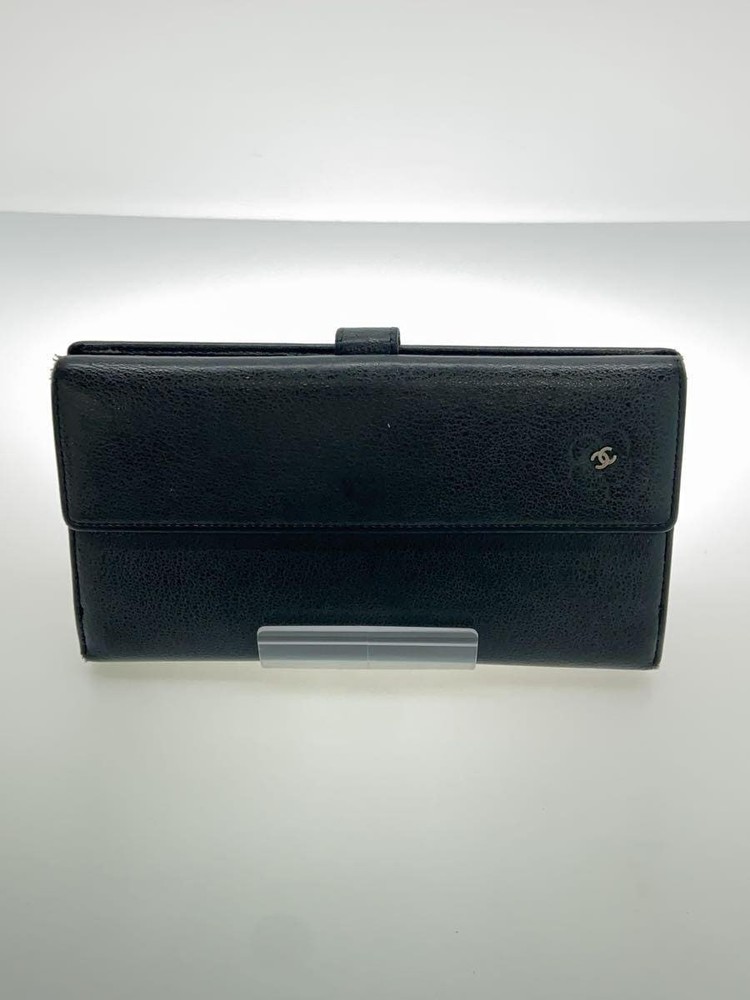 CHANEL Black CC Camellia Butterfly Bifold Long Flap Pre-Loved Wallet