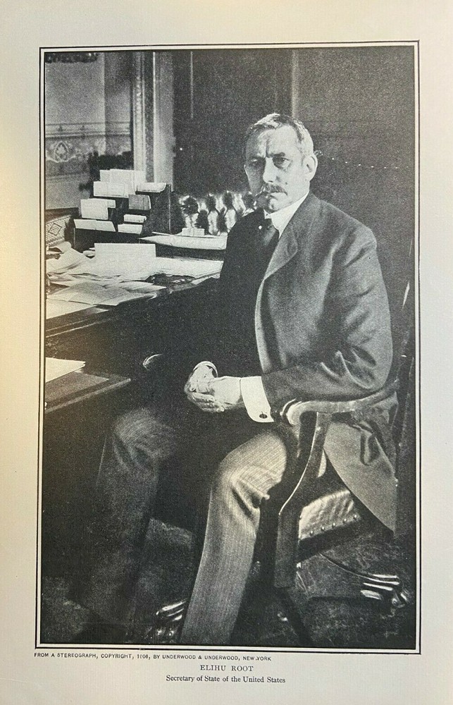 1906 Vintage Magazine Illustration Elihu Root Secretary of State