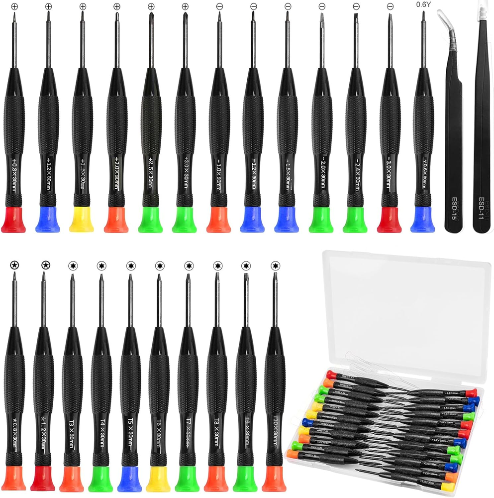 25-Piece Magnetic Precision Screwdriver Set with Torx & Flat Bits