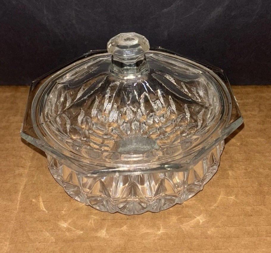Vintage Gorham Althea Cut Crystal Candy Dish with Lid - West Germany