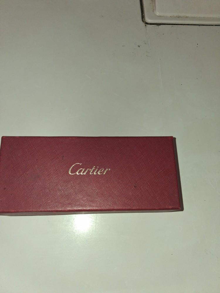 Cartier Sunglasses Buffalo Horn Diamond Cut Blue Lenses Gold Frame