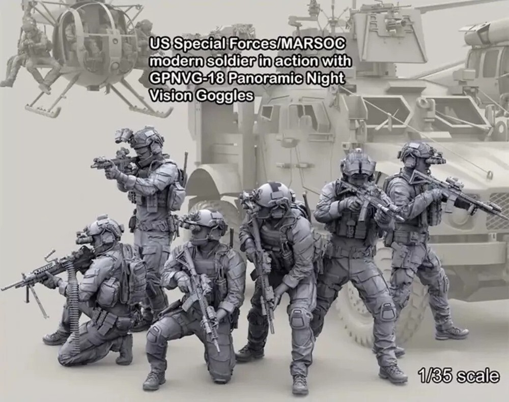1/35 Scale US Navy SEALs Special Forces Unpainted Resin Model Kit 6 Figures