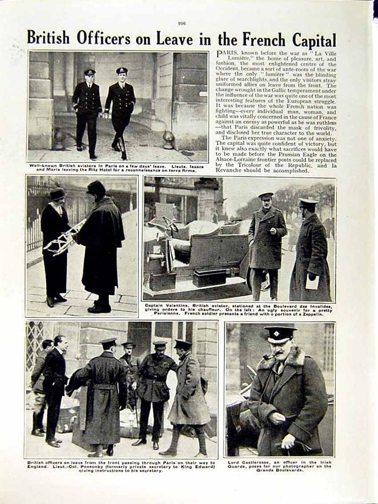 Original Old Antique Print 1915 War French Siers Joffre Children Castelrosse