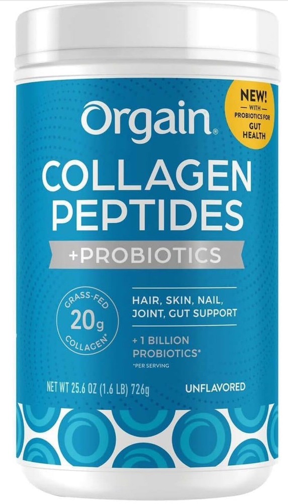 Orgain Collagen Peptides + Probiotics Grass Fed Unflavored, 1.6 lbs BB 06/2026