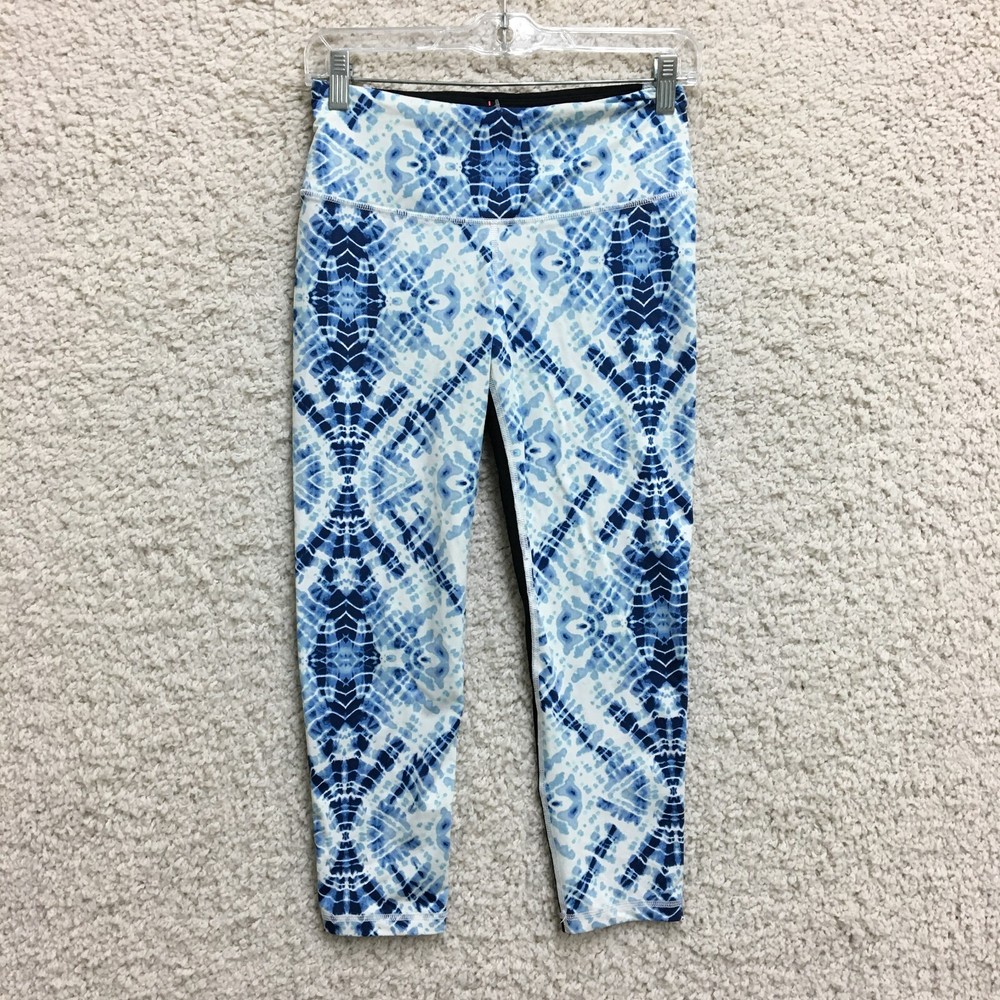 Victoria Secret VSX Sport Capri Pants Small Blue Tie Dye Womens Activewear
