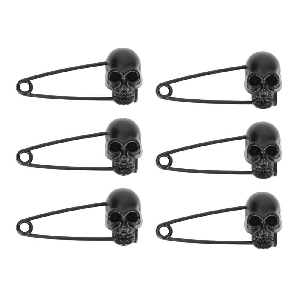 6 Pcs Skull Safety Pin Zinc Alloy Halloween Themed