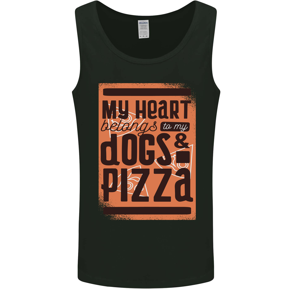 My Heart Belongs to Dogs & Pizza Funny Mens Vest Tank Top