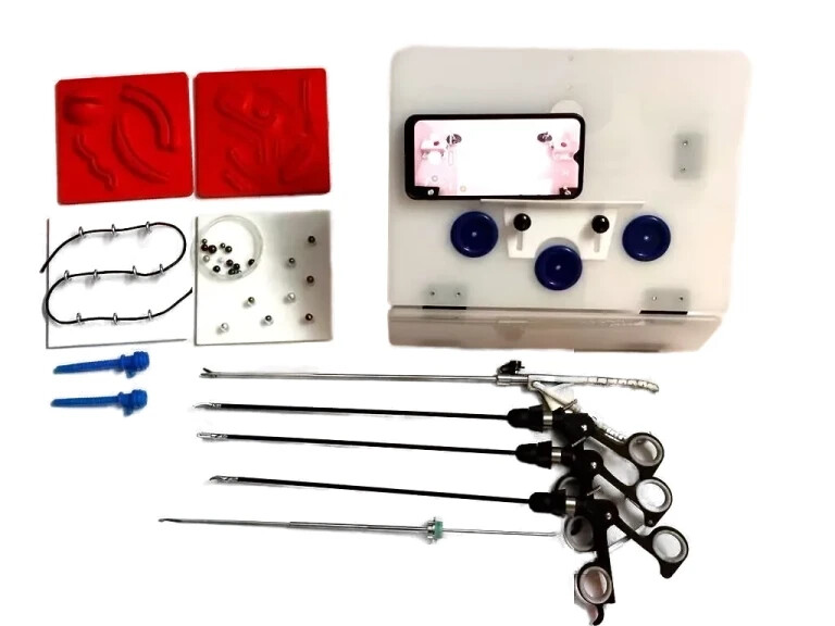 Laparoscopic Virtual Endo Trainer Training Box Suture Pad Instruments Set 13Pc