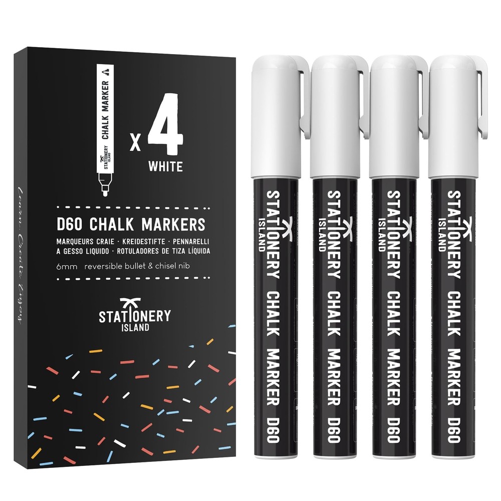 STATIONERY ISLAND Liquid Chalk Markers White Erasable Chalk Marker Pens for N...