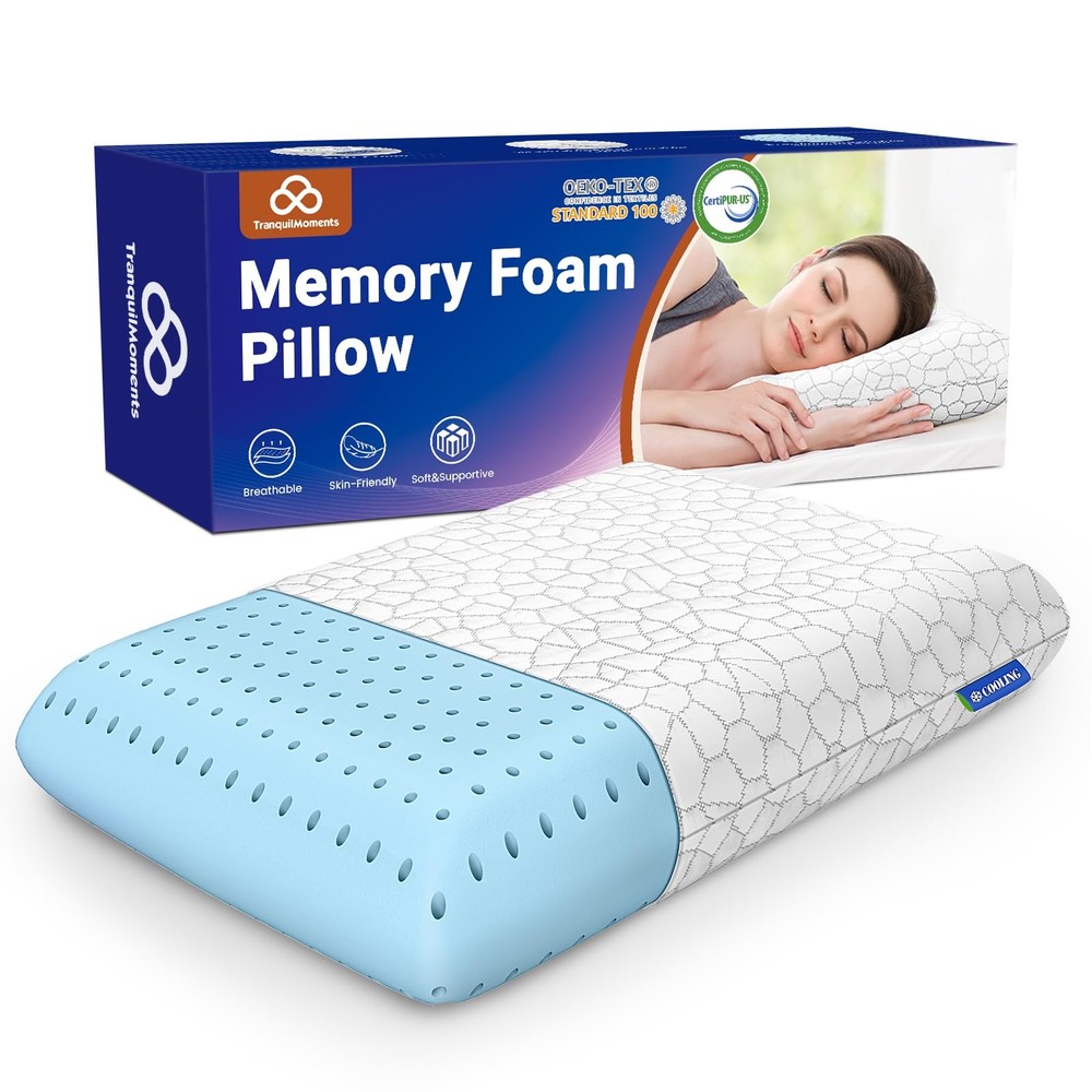 Memory Foam Pillows, Bed Pillow for Side,Back and Stomach Sleepers,Neck Pillo...