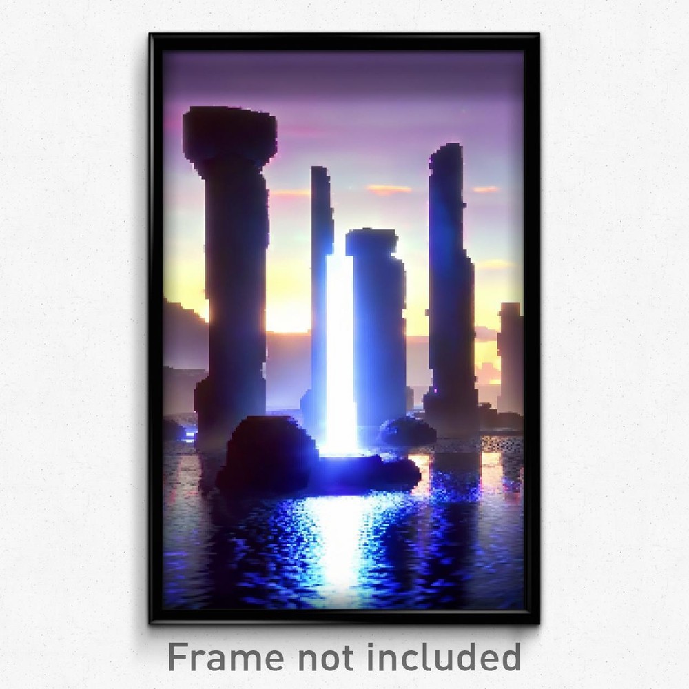 8-Bit Psychedelic Pixel Art Poster - Fluid Henge Trippy Gamer Print