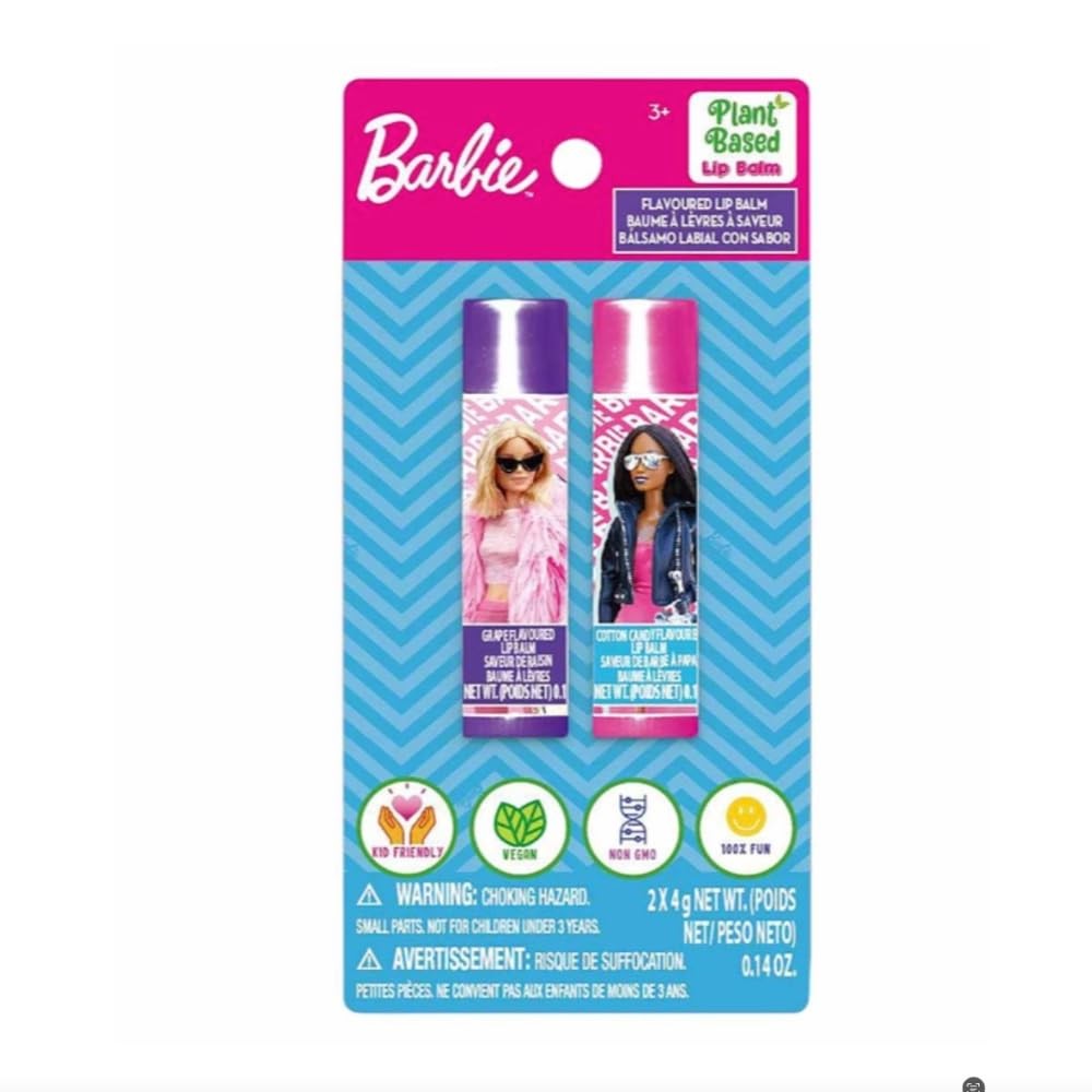 Barbie 2 Pack Lip Balms Cotton Candy & Grape Girls Stocking Stuffers