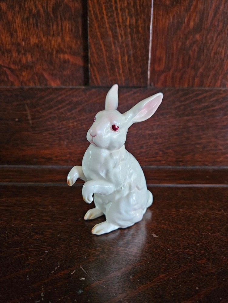 Vintage Lefton Porcelain White Bunny Rabbit Upright 4