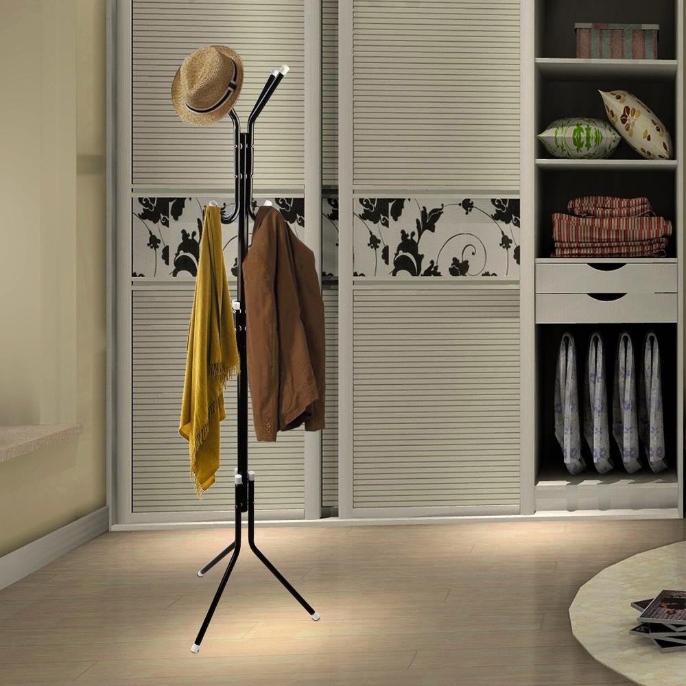 12-Hook Coat Rack Organizer for Hats Bags Clothes Umbrellas Stand Tree Hanger