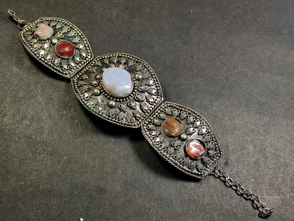 B2973F Adjustable Ethnic Tribal Gypsy Agate Banjara Bangle India