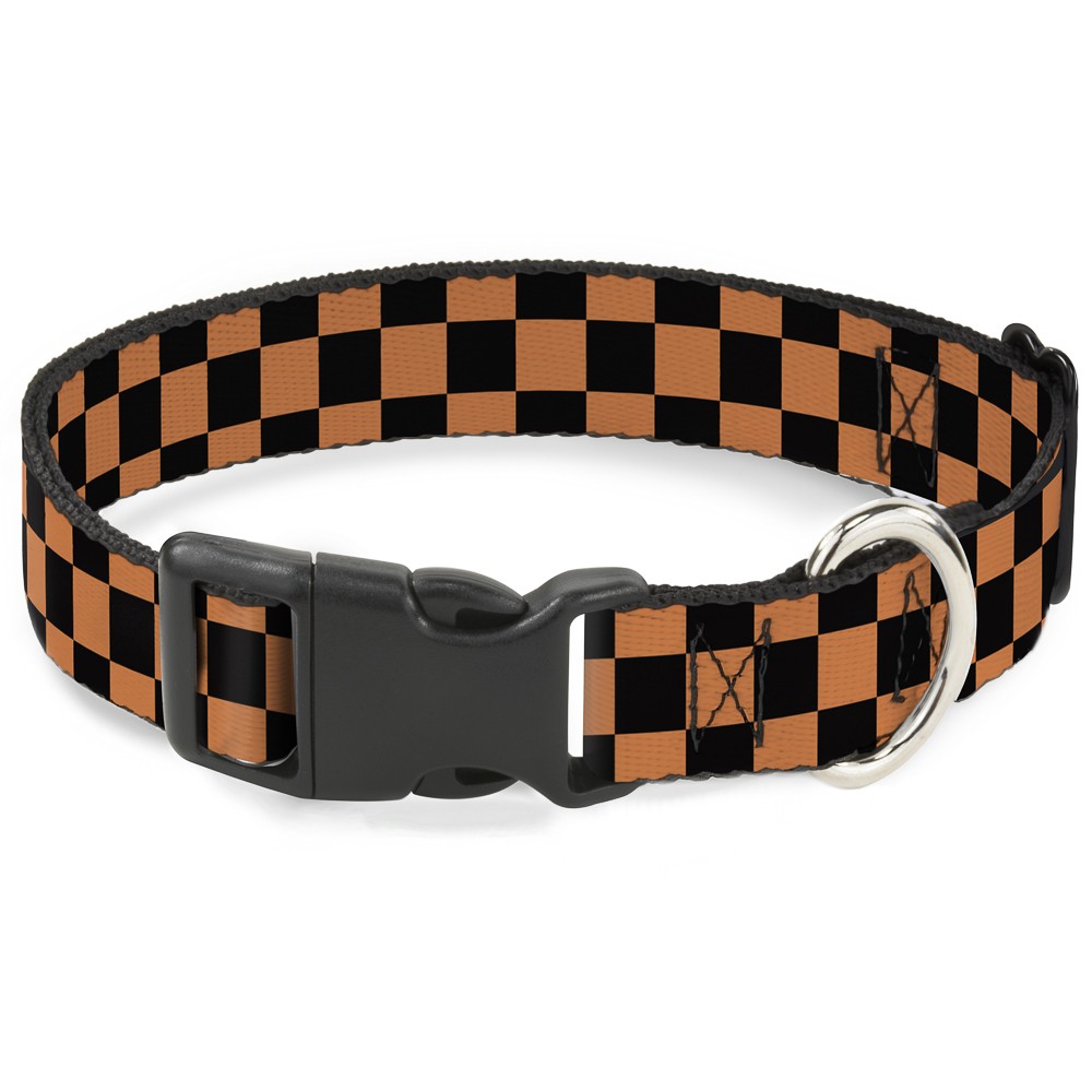 Plastic Clip Collar Checker Orange/Blue Small 9.5-13
