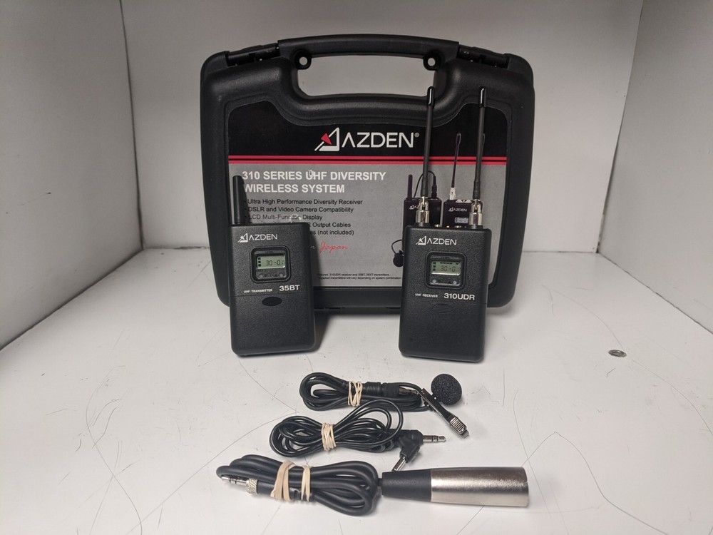 AZDEN 310UDR UHF Receiver & 35BT UHF Transmitter Diversity Wireless System /Case