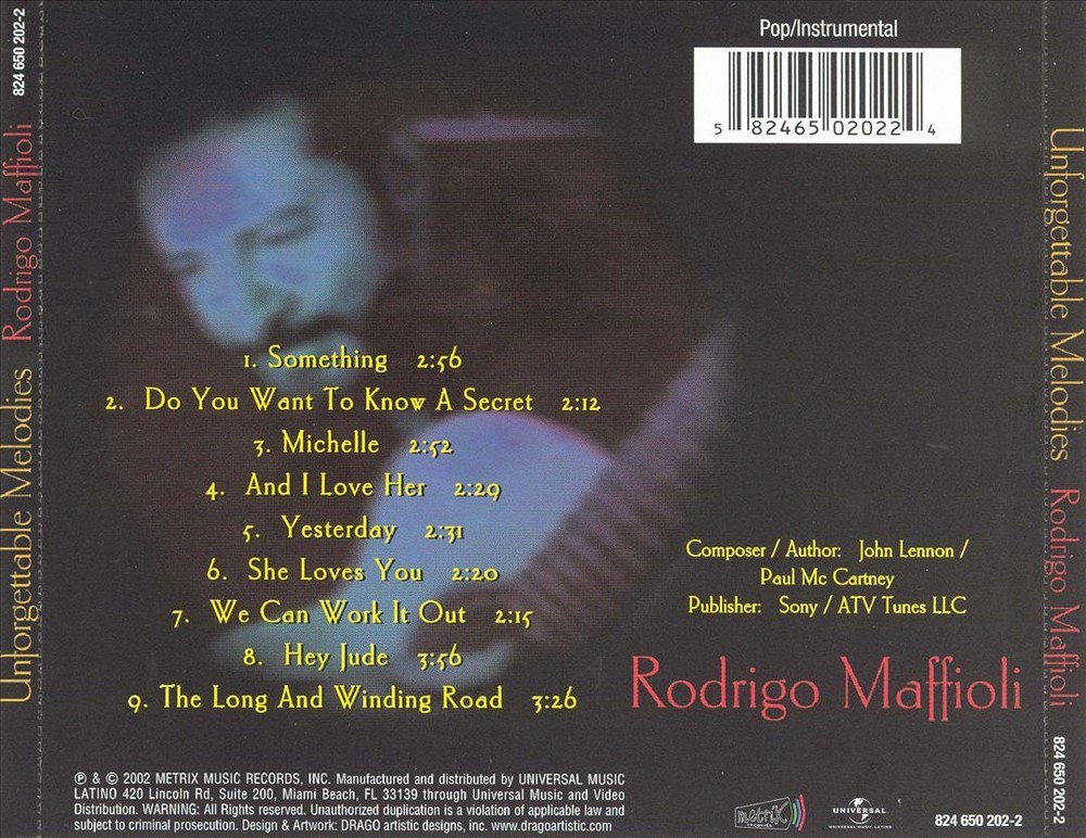 RODRIGO MAFFIOLI UNFORGETTABLE MELODIES NEW CD