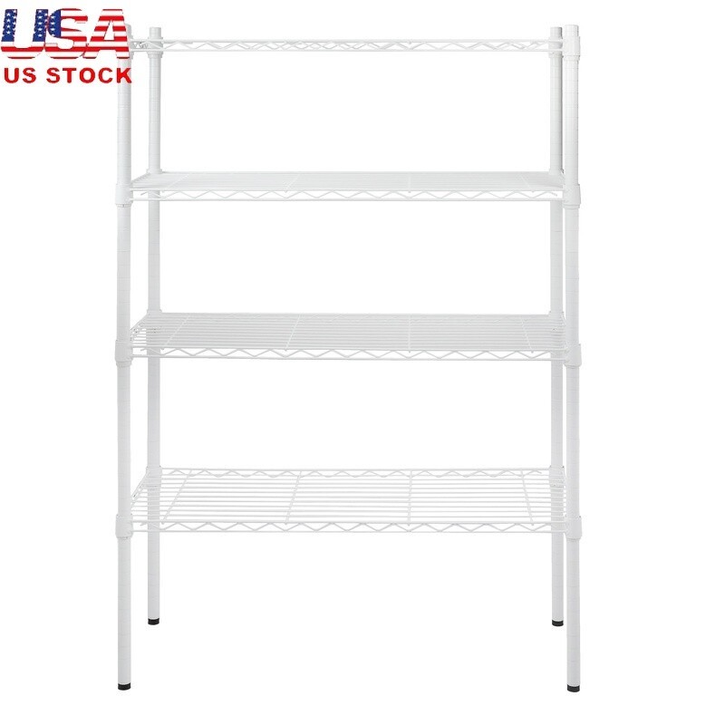 4-Tier Adjustable Steel Wire Shelf for Garage Storage in White