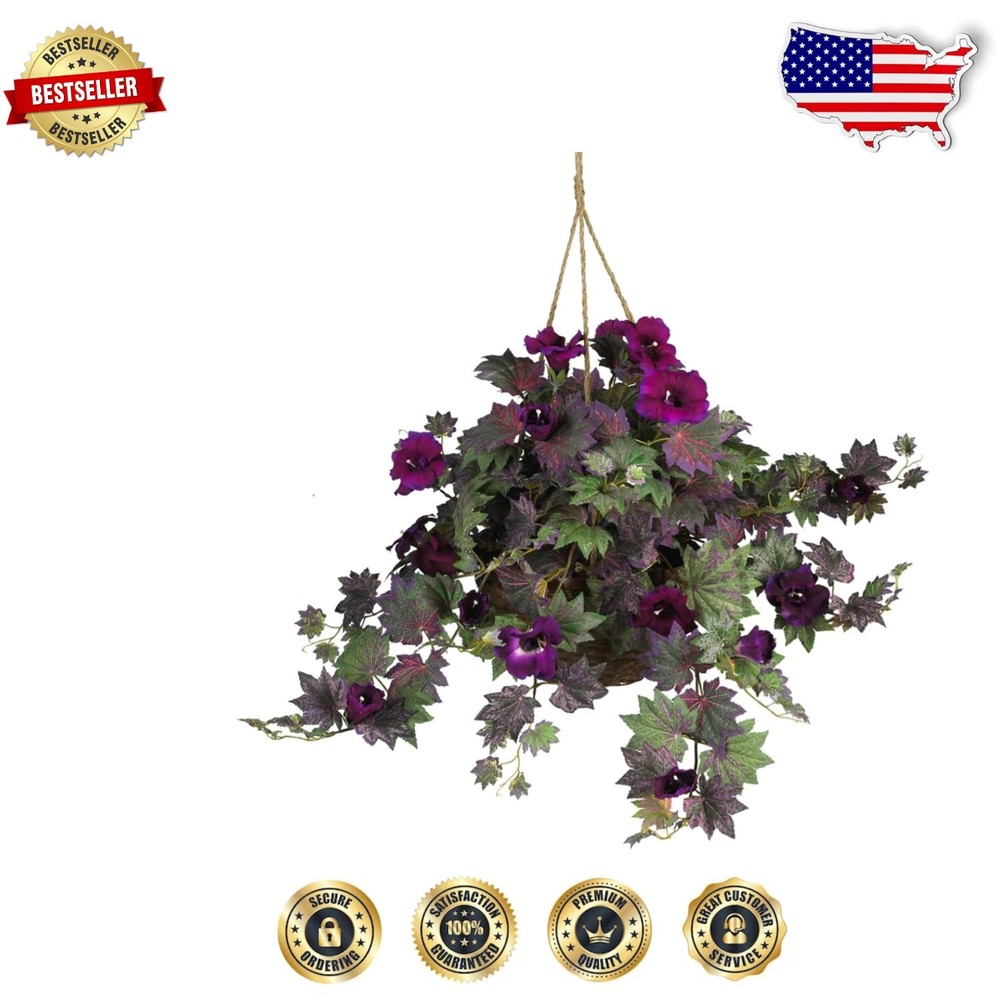 Low-Maintenance Morning Glory Silk Plant in Decorative Wicker Basket - 1.5 lbs