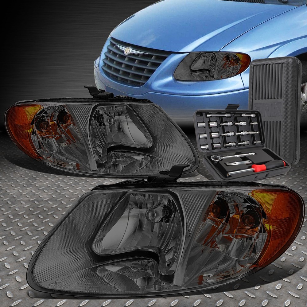 01-07 Chrysler Town & Country Smoked Amber Side Headlights with Tool Kit