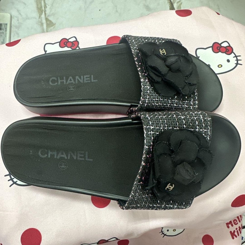 Chanel Bicolor Flat Sandals With Coco Mark Size 36 US Women From Japan