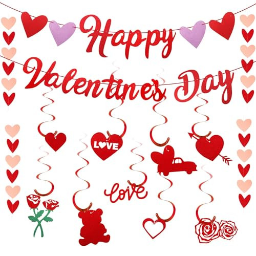 Glitter Red Pink Valentine's Day Hanging Decor by MARFOREVER