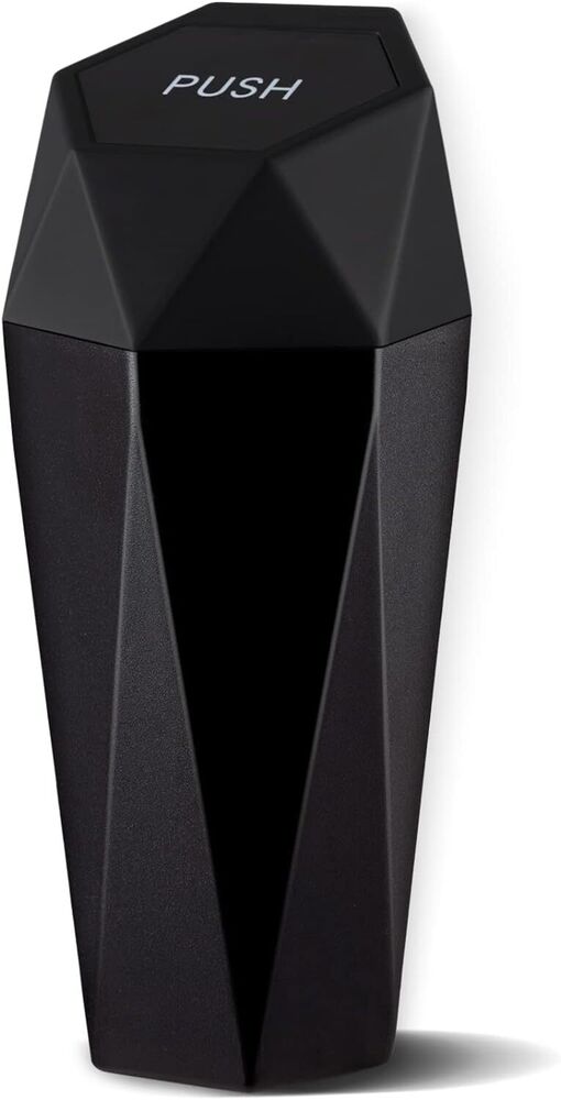 JUSTTOP Car Trash Can with Lid, Diamond Design Small Automatic 12L, Black