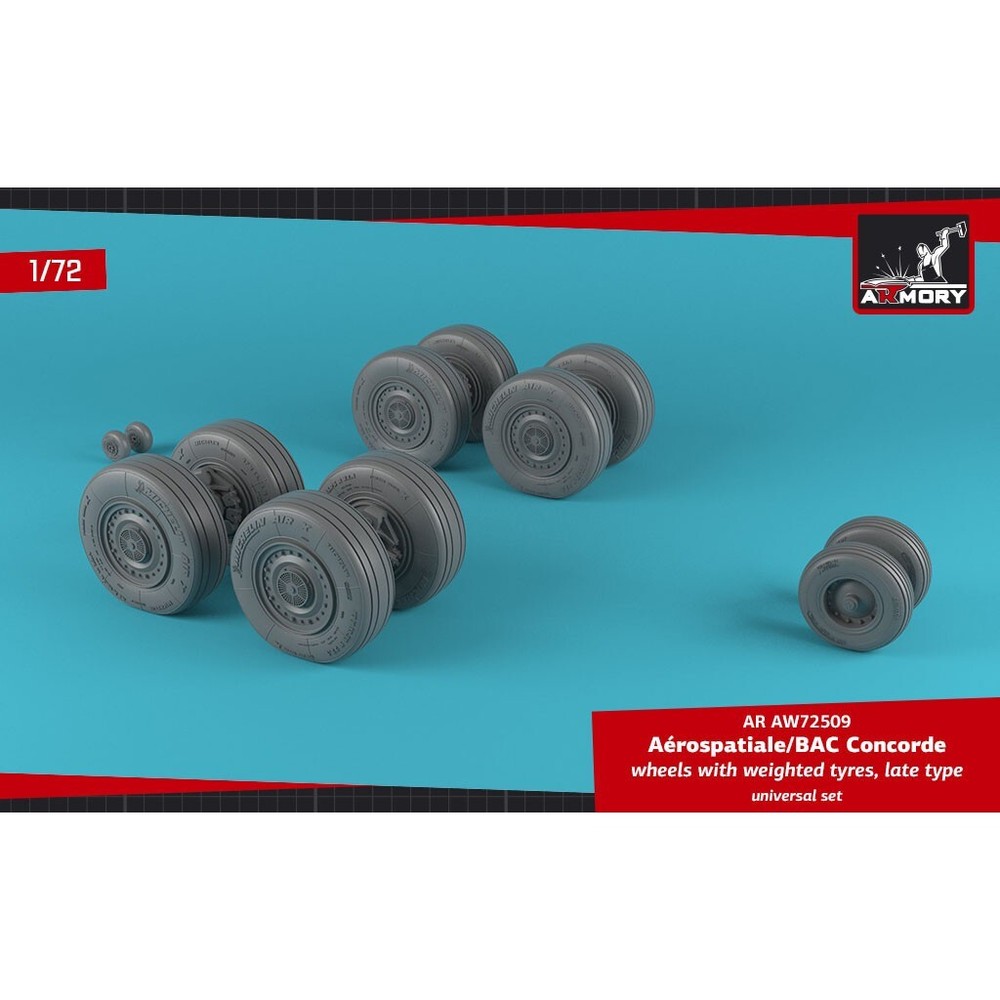Armory Models AR AW72509 Scale kit 1/72 Concorde wheels w/ weighted tires, late