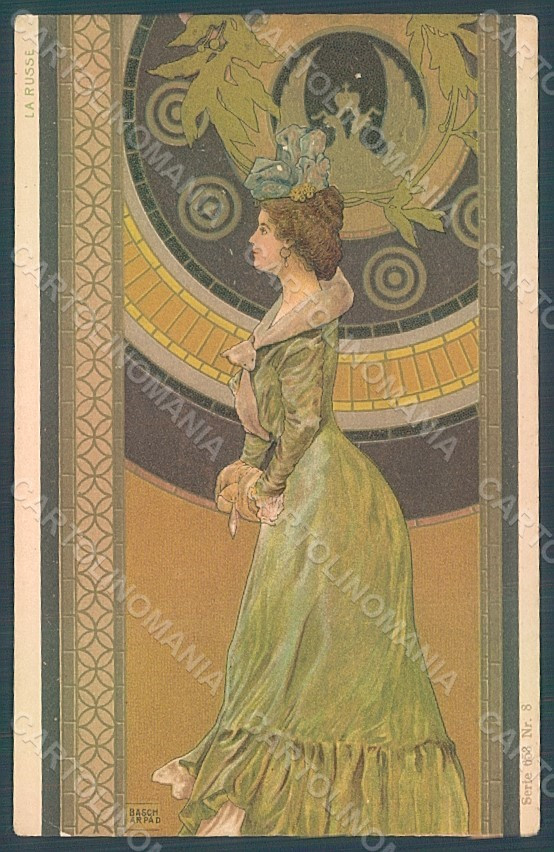 Artist Basch Arpad Lady Art Nouveau La Russe CORNER CREASES Relief pc HR2176