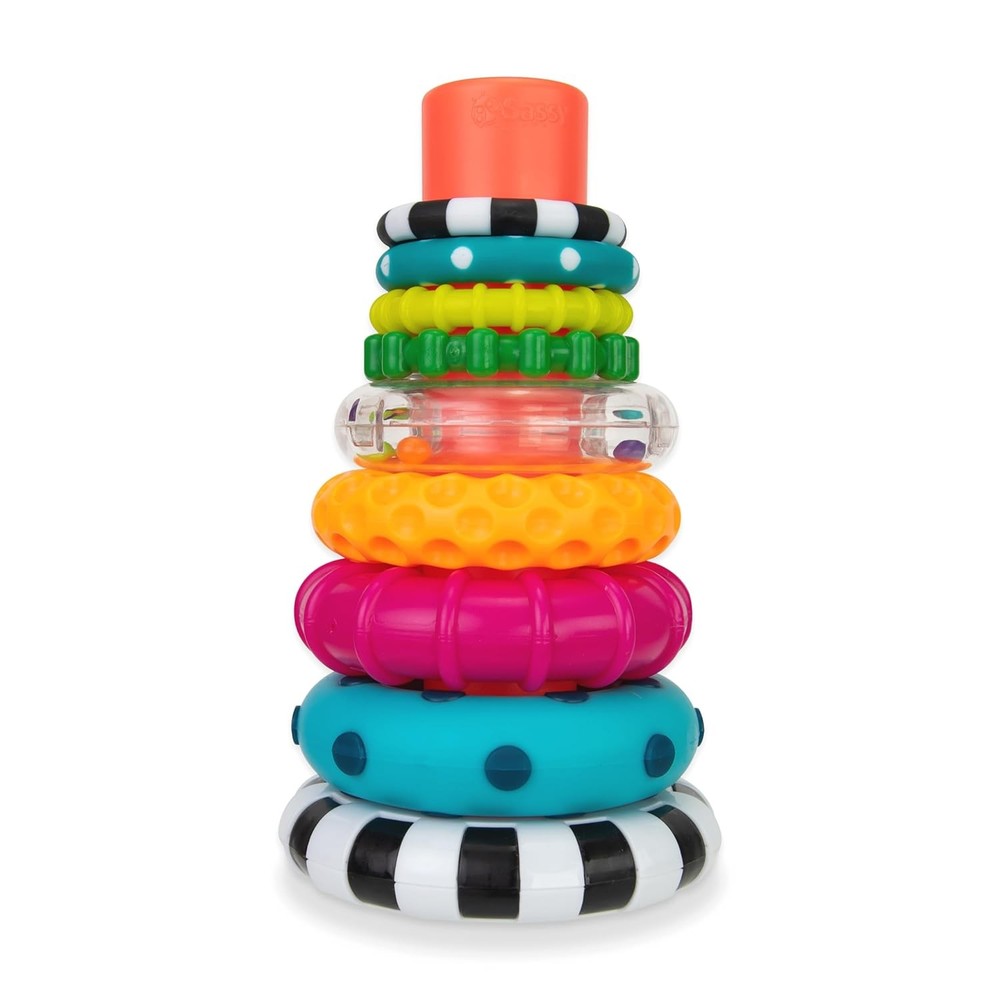 Sassy Stacks of Circles Stacking Ring STEM Learning Toy, Age 6+ Months, Multi, 9