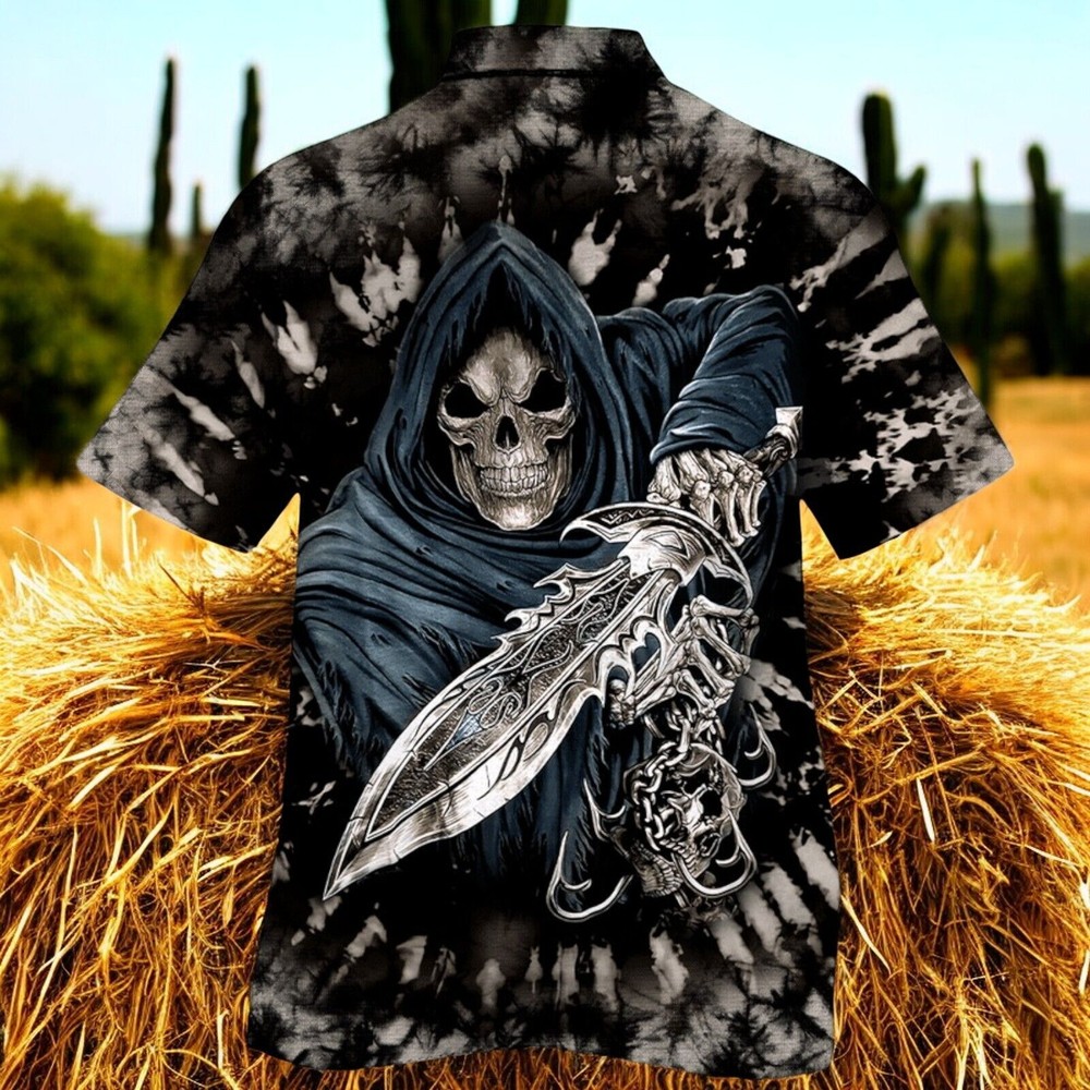 3D Skull Art Hawaiian Shirt for Tattoo Lovers