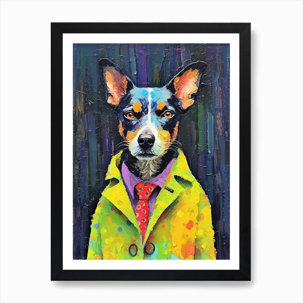 Elegant Tails; Dog Inspired Oil Str Framed Wall Art Poster Canvas Print Picture