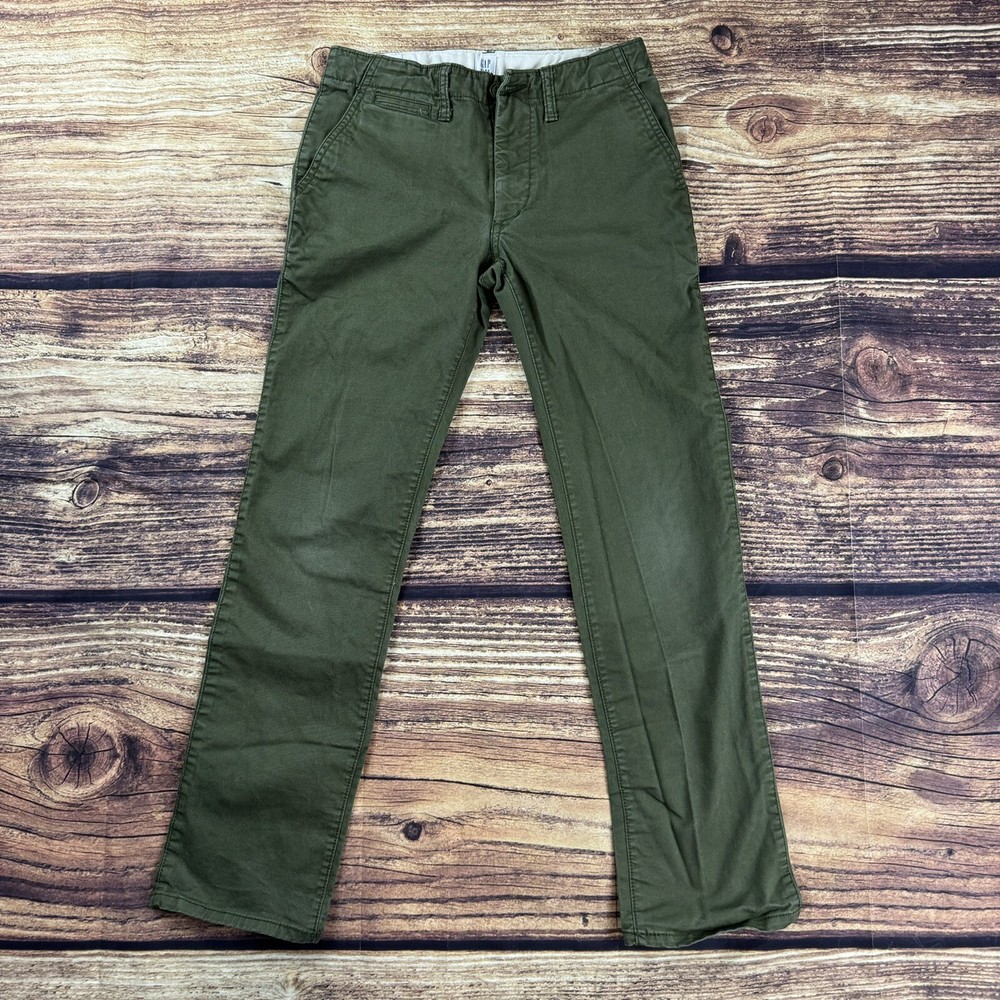 Gap Kids Boys Green Straight Leg Chino Khaki Pants Youth Size 12 Regular