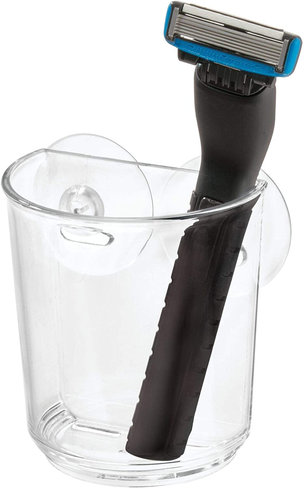 Plastic Suction Tumbler Cup and Bathroom Organizer for Mirror or Shower Storage