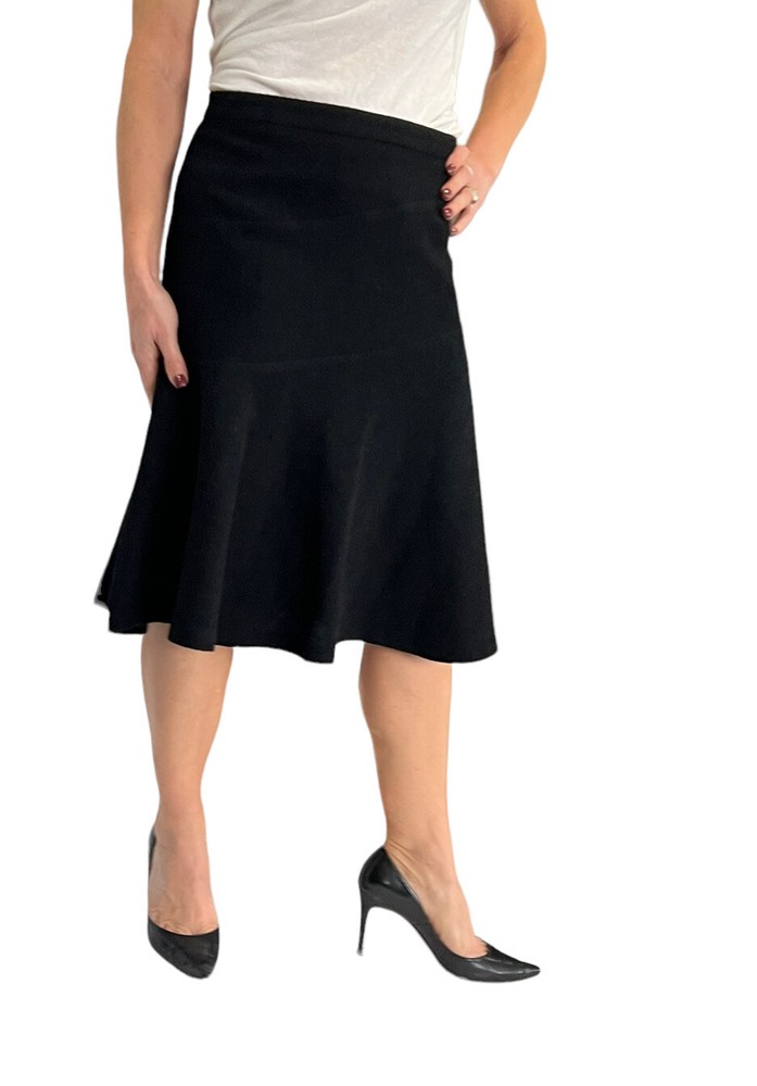 MOSCHINO CHEAP & CHIC  Black Textured  Wool Flare Flounce Knee Length Skirt 12